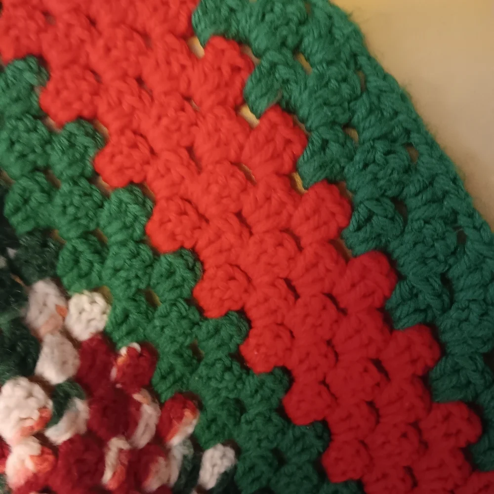 Handmade Christmas Crochet/Knit Small Afghan.  52